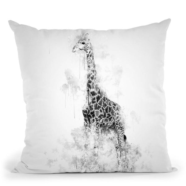 Giraffe Blackndwhite Throw Pillow By Cornel Vlad - by all about vibe
