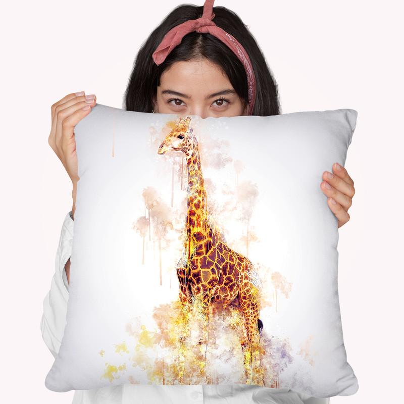Giraffe Throw Pillow By Cornel Vlad - by all about vibe