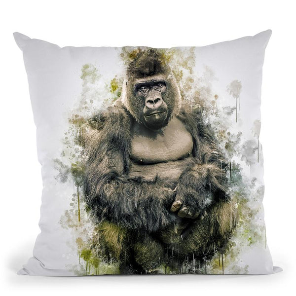 Gorilla Throw Pillow By Cornel Vlad - by all about vibe