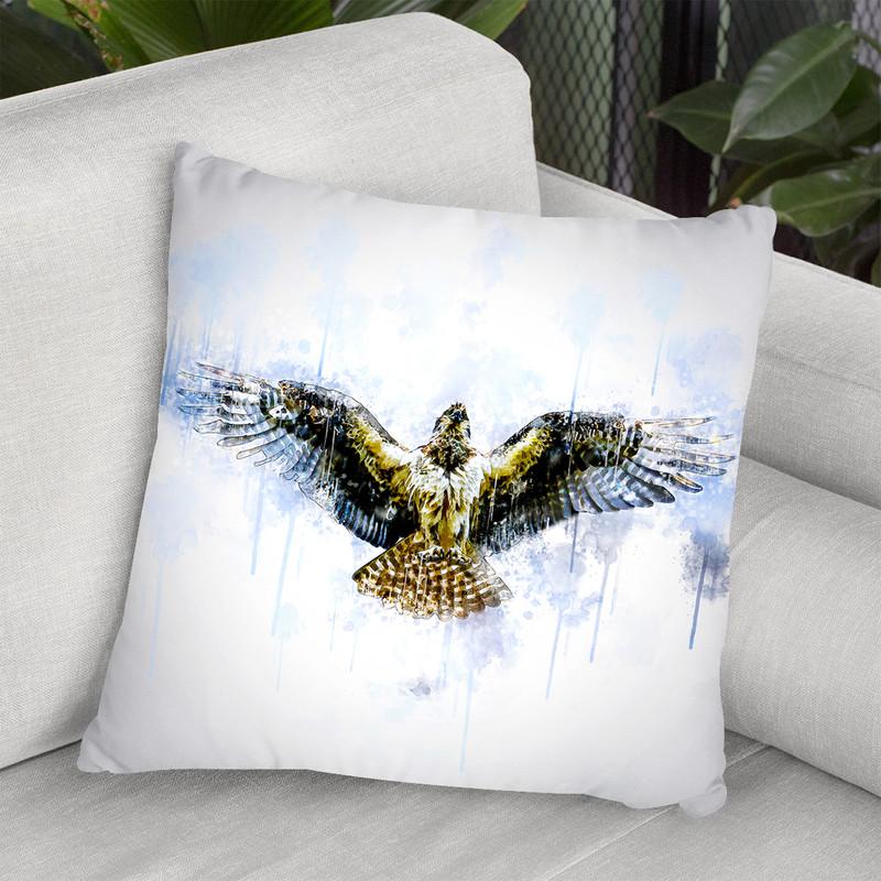 Hawk Flying Throw Pillow By Cornel Vlad - by all about vibe