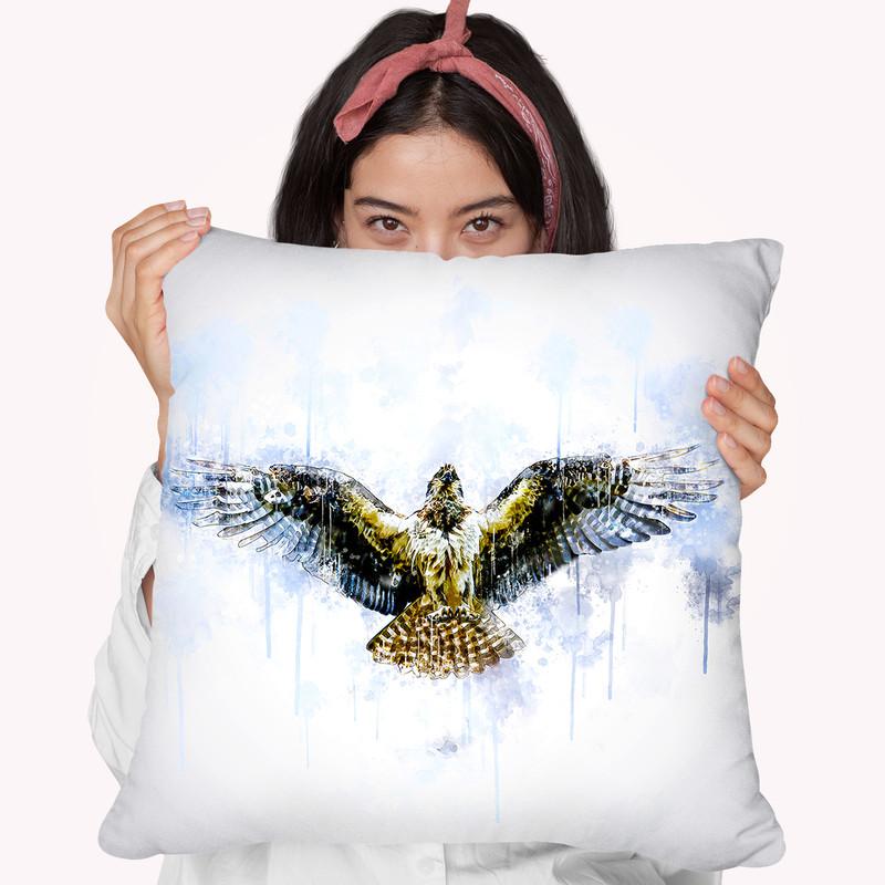 Hawk Flying Throw Pillow By Cornel Vlad - by all about vibe