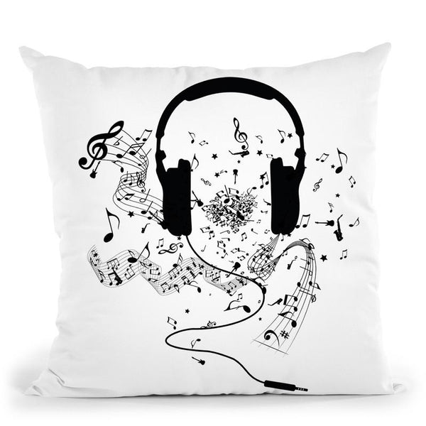 Headphones And Music Notes Throw Pillow By Cornel Vlad - by all about vibe