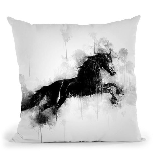 Horse Running I Throw Pillow By Cornel Vlad - by all about vibe