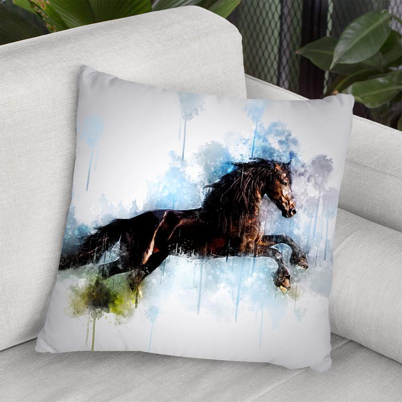 Horse Running Throw Pillow By Cornel Vlad - by all about vibe