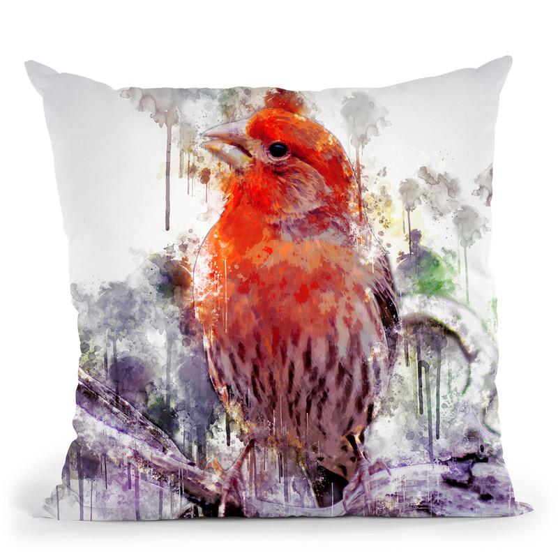 House Finch Bird Throw Pillow By Cornel Vlad - by all about vibe