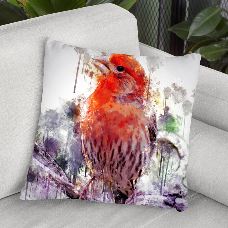 House Finch Bird Throw Pillow By Cornel Vlad - by all about vibe