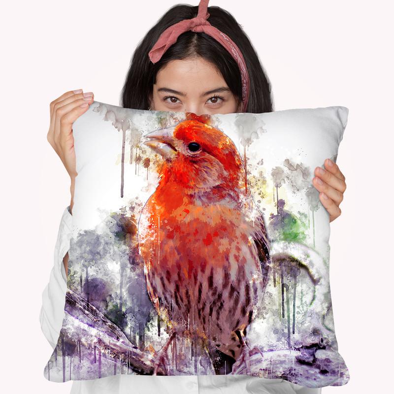 House Finch Bird Throw Pillow By Cornel Vlad - by all about vibe
