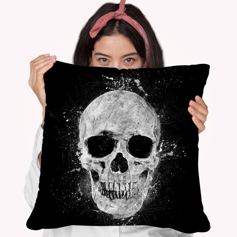 Human Skull Throw Pillow By Cornel Vlad - by all about vibe