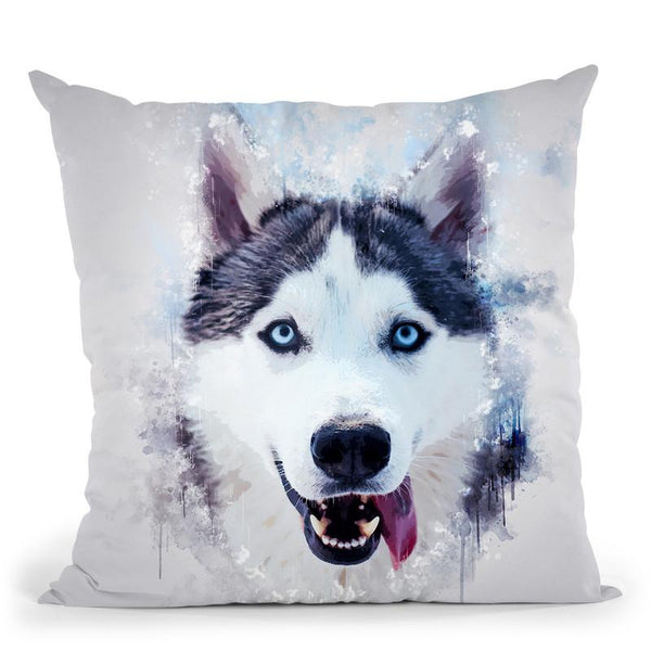 Husky Happy Throw Pillow By Cornel Vlad - by all about vibe