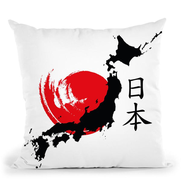Japan Country Red Sun Kanji Throw Pillow By Cornel Vlad - by all about vibe