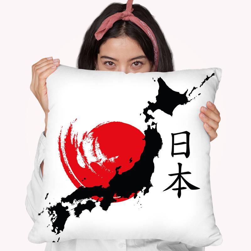 Japan Country Red Sun Kanji Throw Pillow By Cornel Vlad - by all about vibe