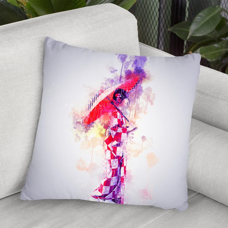 Japanese Girl Throw Pillow By Cornel Vlad - by all about vibe