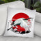 Japanese Red Crane Tsuru Displate V3 Throw Pillow By Cornel Vlad - by all about vibe