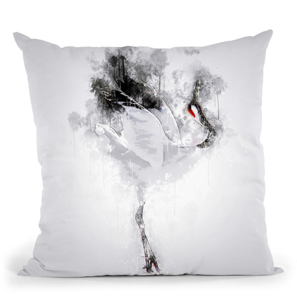 Japanese Red Crowned Crane Throw Pillow By Cornel Vlad - by all about vibe