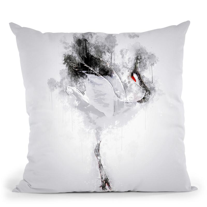 Japanese Red Crowned Crane Throw Pillow By Cornel Vlad - by all about vibe