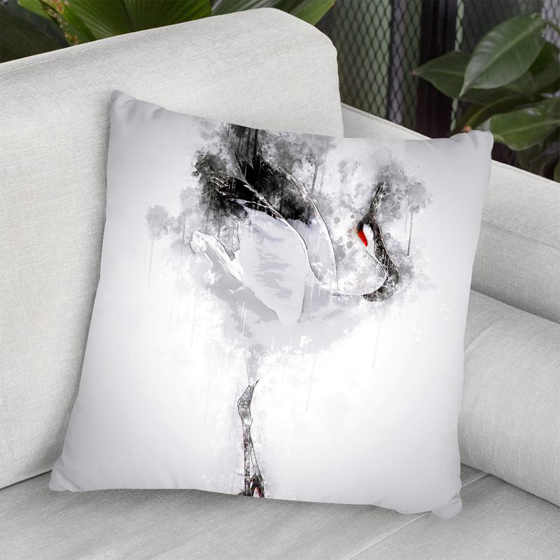 Japanese Red Crowned Crane Throw Pillow By Cornel Vlad - by all about vibe