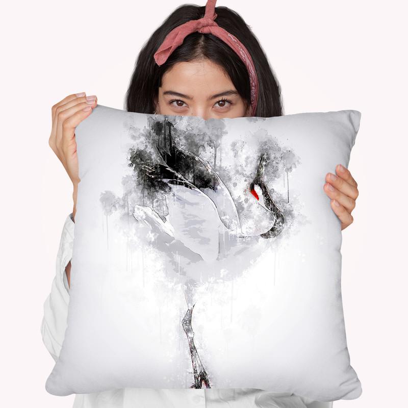 Japanese Red Crowned Crane Throw Pillow By Cornel Vlad - by all about vibe