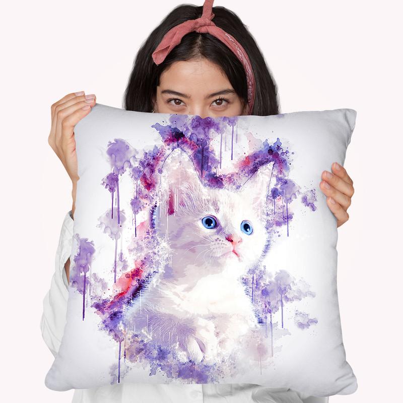 Kitten Throw Pillow By Cornel Vlad - by all about vibe