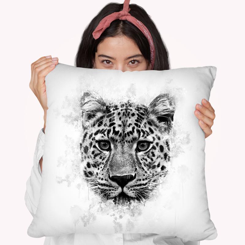 Leopard Head I Throw Pillow By Cornel Vlad - by all about vibe