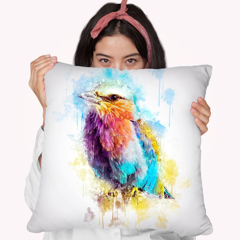 Lilac Breasted Roller Throw Pillow By Cornel Vlad - by all about vibe