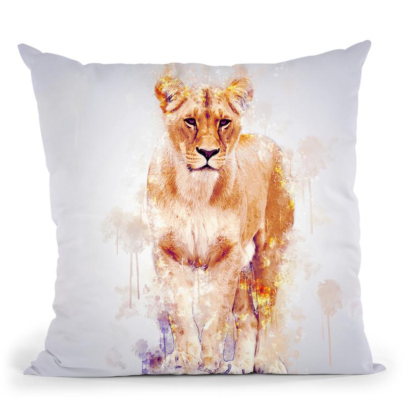 Lion Female Throw Pillow By Cornel Vlad - by all about vibe