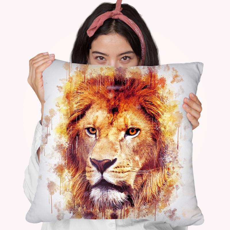 Lion Head Looking Throw Pillow By Cornel Vlad - by all about vibe