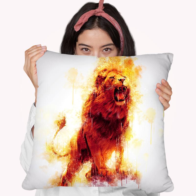 Lion Mighty Throw Pillow By Cornel Vlad - by all about vibe