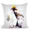 Macaroni Penguin Throw Pillow By Cornel Vlad - by all about vibe