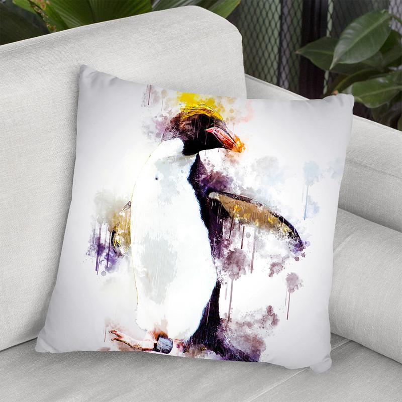 Macaroni Penguin Throw Pillow By Cornel Vlad - by all about vibe