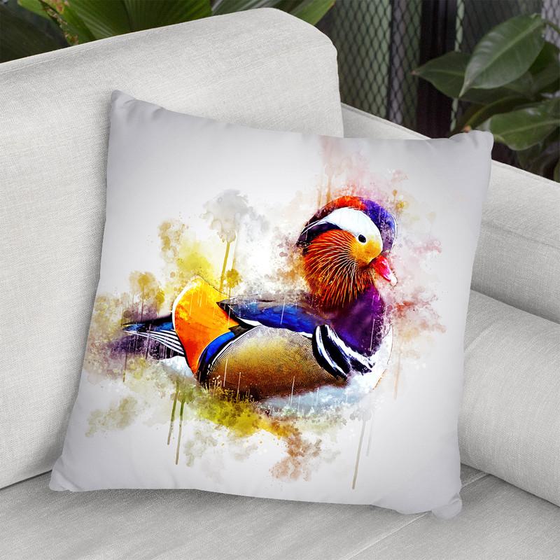 Mandarin Duck Throw Pillow By Cornel Vlad - by all about vibe