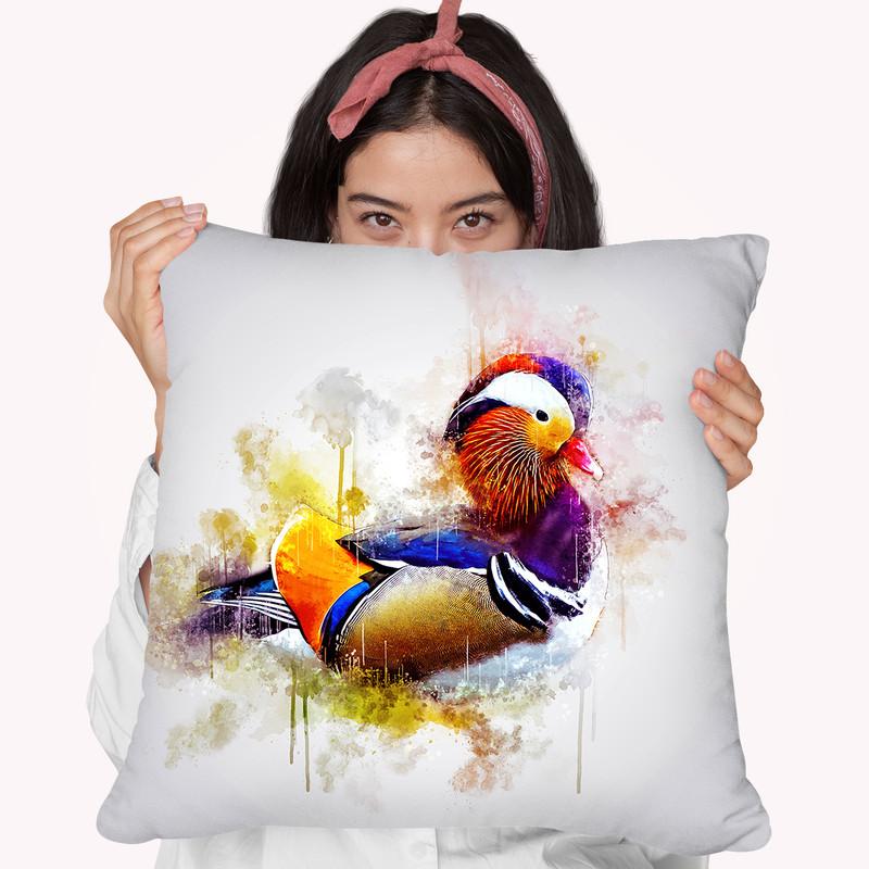 Mandarin Duck Throw Pillow By Cornel Vlad - by all about vibe