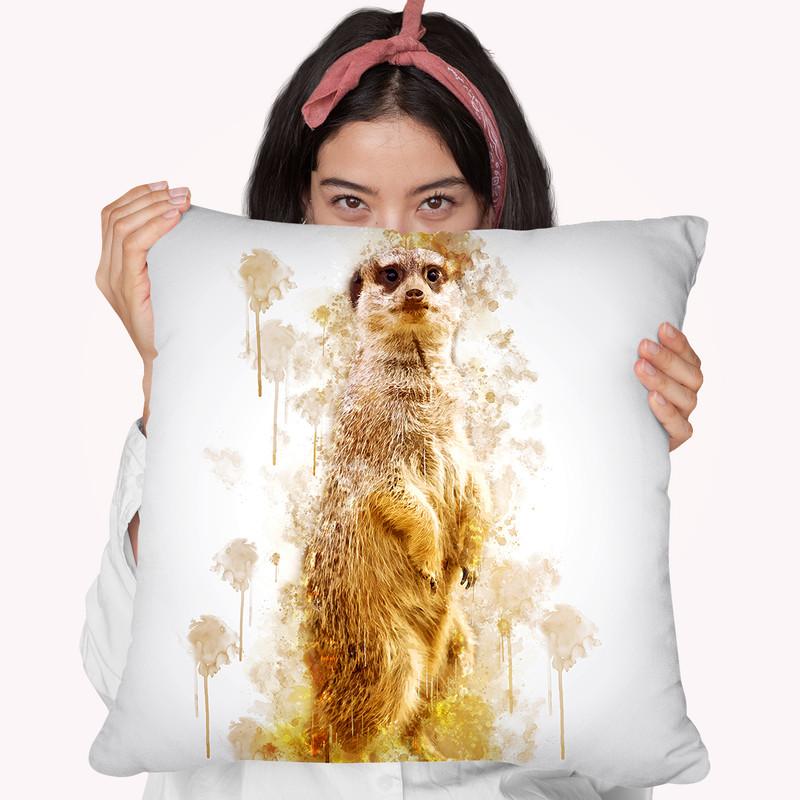Meerkat Throw Pillow By Cornel Vlad - by all about vibe
