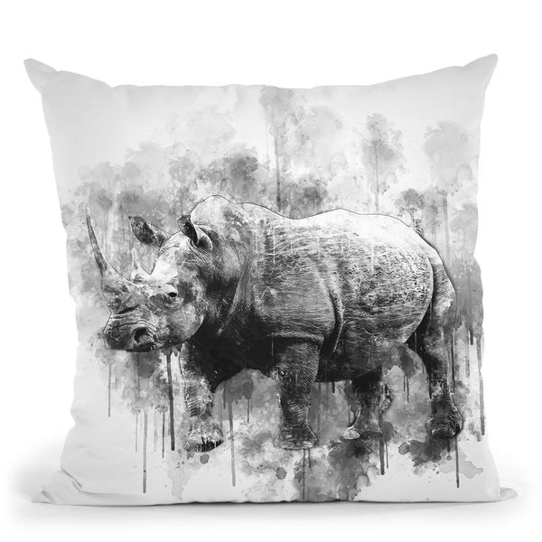 Mighty Rhino I Throw Pillow By Cornel Vlad - by all about vibe