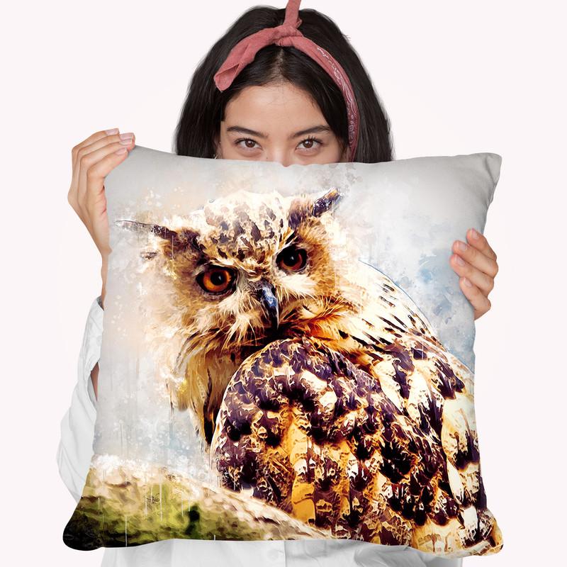 Owl Looking Throw Pillow By Cornel Vlad - by all about vibe
