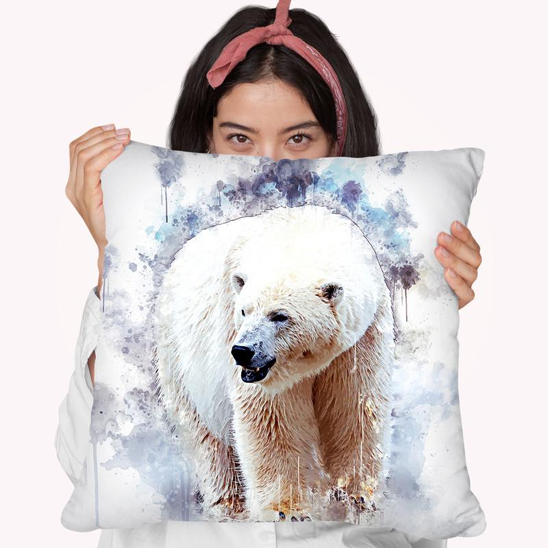 Polar Bear Throw Pillow By Cornel Vlad - by all about vibe