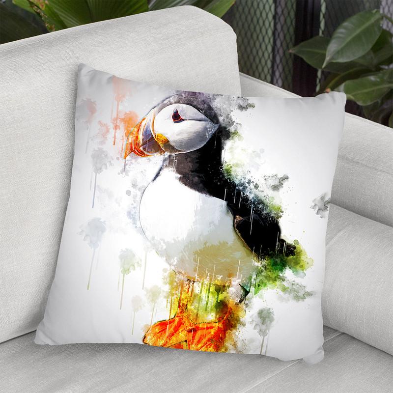 Puffin Bird Throw Pillow By Cornel Vlad - by all about vibe