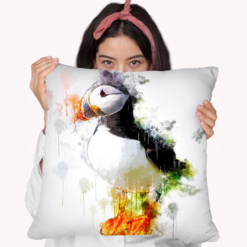 Puffin Bird Throw Pillow By Cornel Vlad - by all about vibe