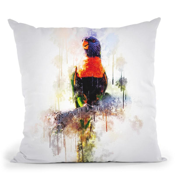 Rainbow Lorikeet Parrot Throw Pillow By Cornel Vlad - by all about vibe