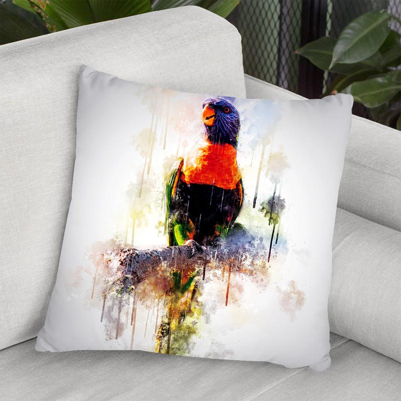 Rainbow Lorikeet Parrot Throw Pillow By Cornel Vlad - by all about vibe