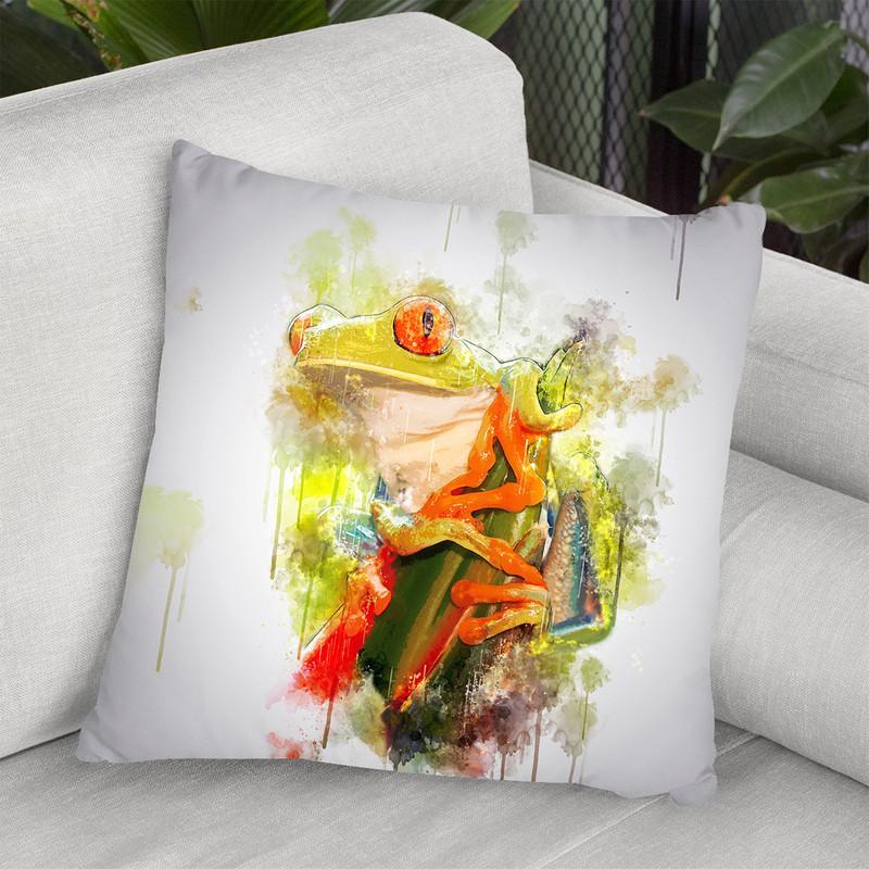 Red Eye Tree Frog Throw Pillow By Cornel Vlad - by all about vibe