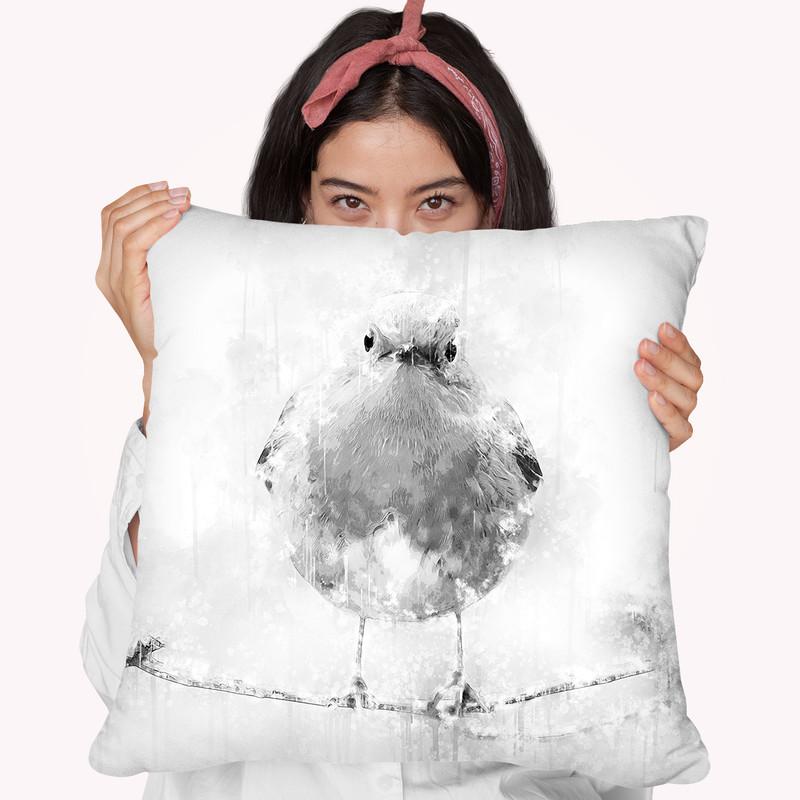 Robin Bird I Throw Pillow By Cornel Vlad - by all about vibe