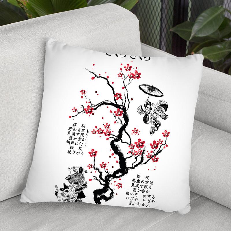 Sakura Sakura Throw Pillow By Cornel Vlad - by all about vibe
