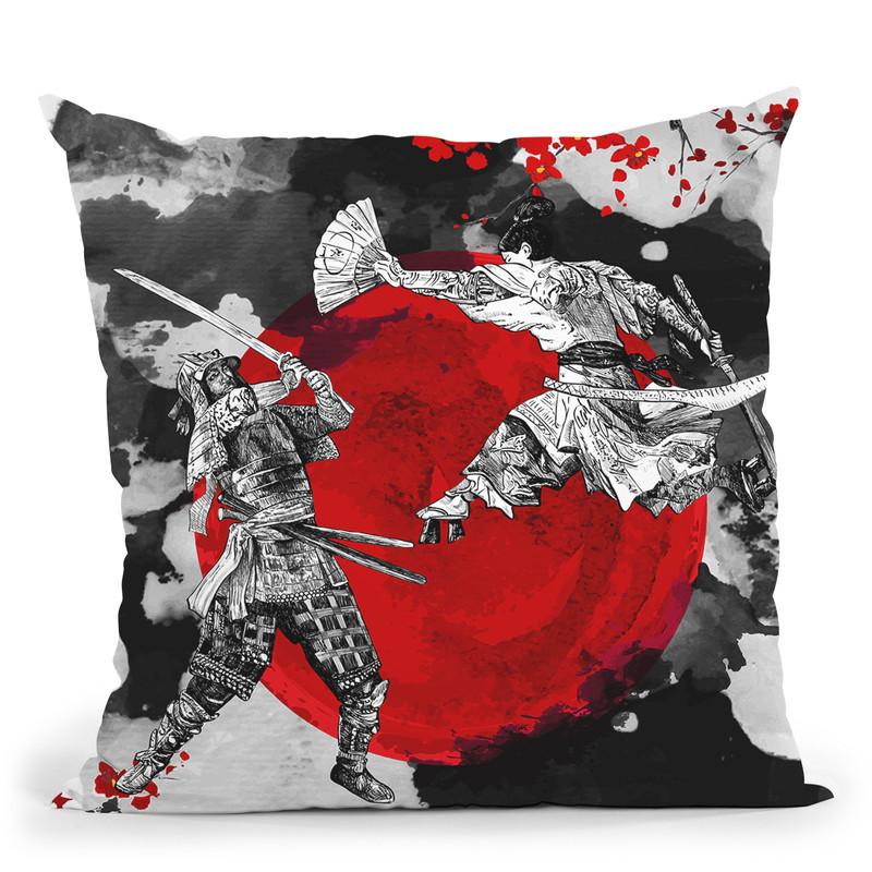 Samurai Warriors Version 2 Throw Pillow By Cornel Vlad - by all about vibe