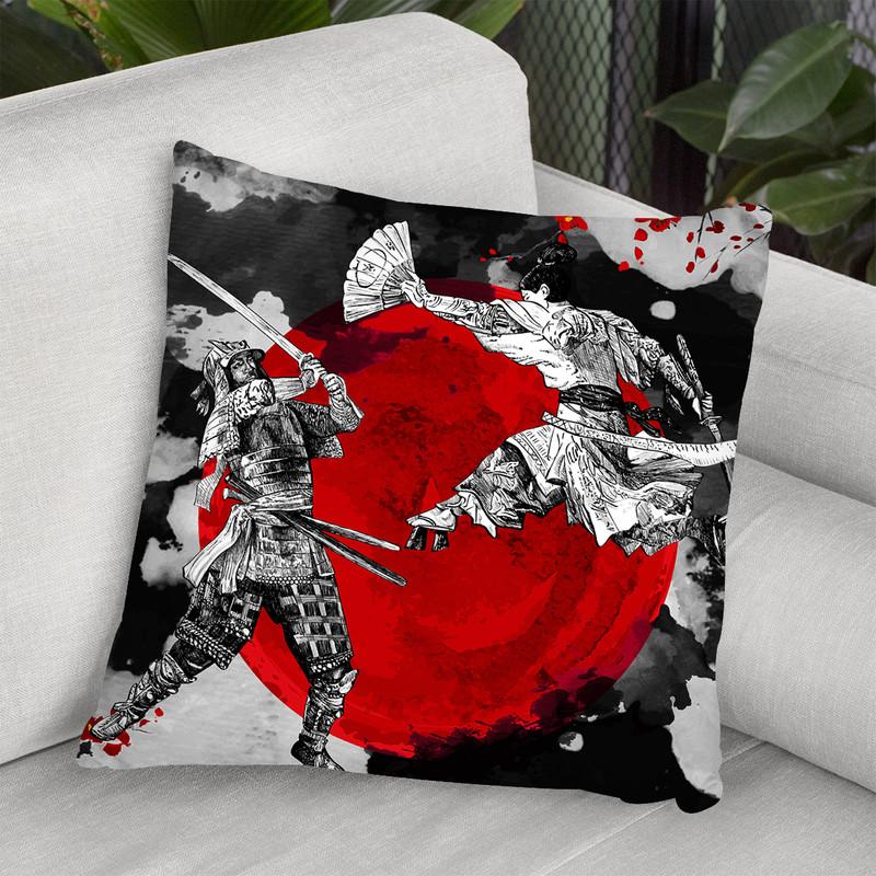 Samurai Warriors Version 2 Throw Pillow By Cornel Vlad - by all about vibe