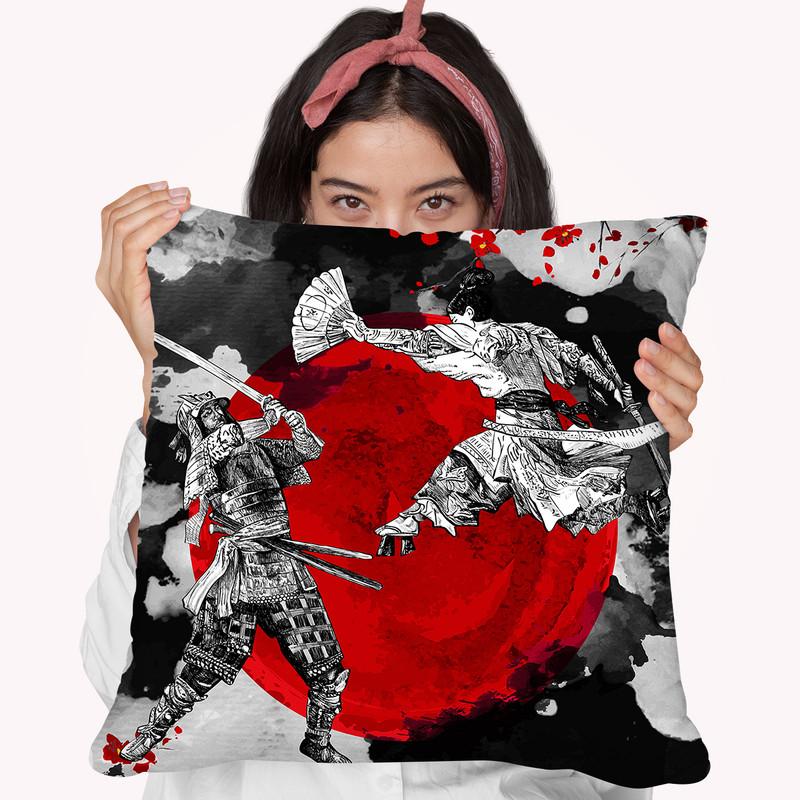 Samurai Warriors Version 2 Throw Pillow By Cornel Vlad - by all about vibe