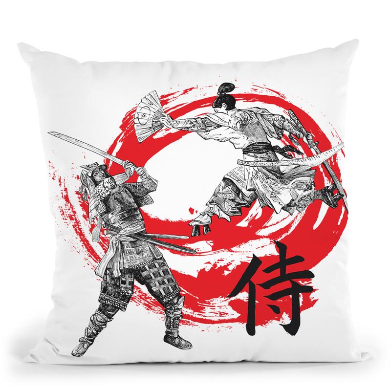 Samurai Warriors Throw Pillow By Cornel Vlad - by all about vibe