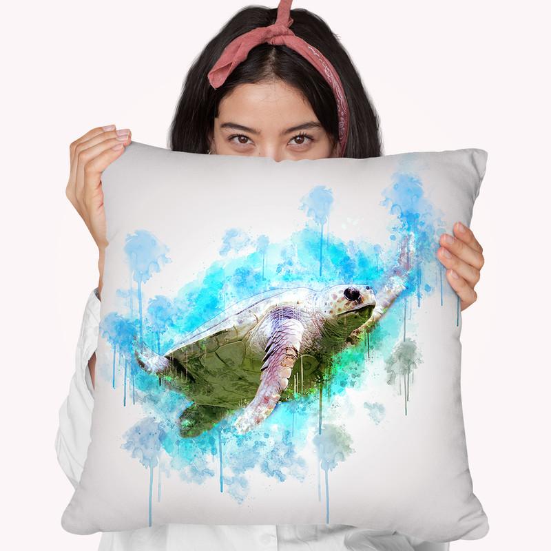 Sea Turtle Throw Pillow By Cornel Vlad - by all about vibe