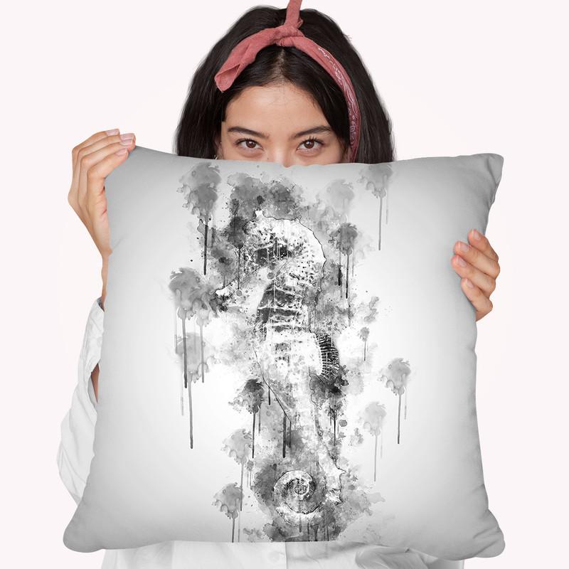 Seahorse I Throw Pillow By Cornel Vlad - by all about vibe