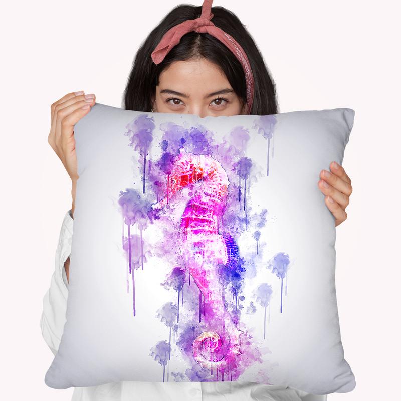 Seahorse Throw Pillow By Cornel Vlad - by all about vibe