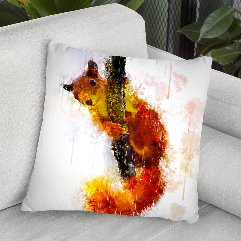 Squirrel On A Branch Throw Pillow By Cornel Vlad - by all about vibe